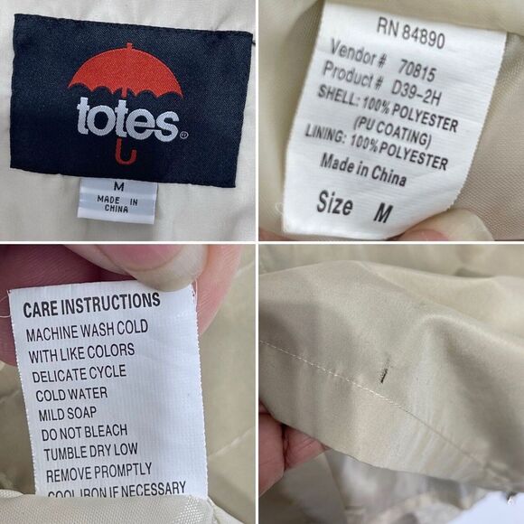 Totes Lightweight Windbreaker Jacket Size M Tan Full Zip and snaps No Hood women - Picture 9 of 16